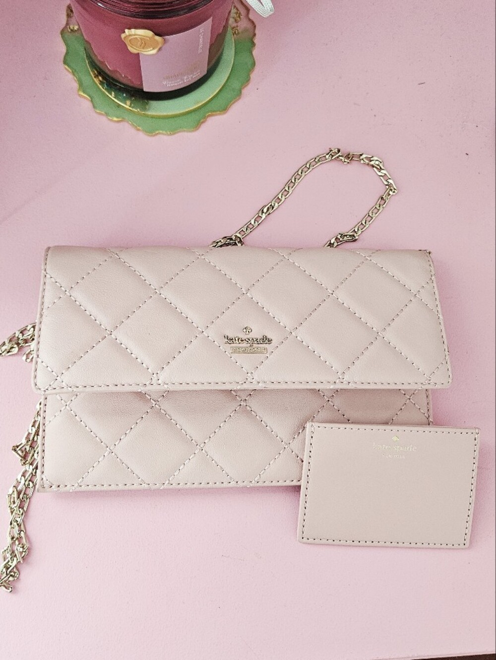 kate spade Pink Quilted Chain Crossbody Bag Wallet